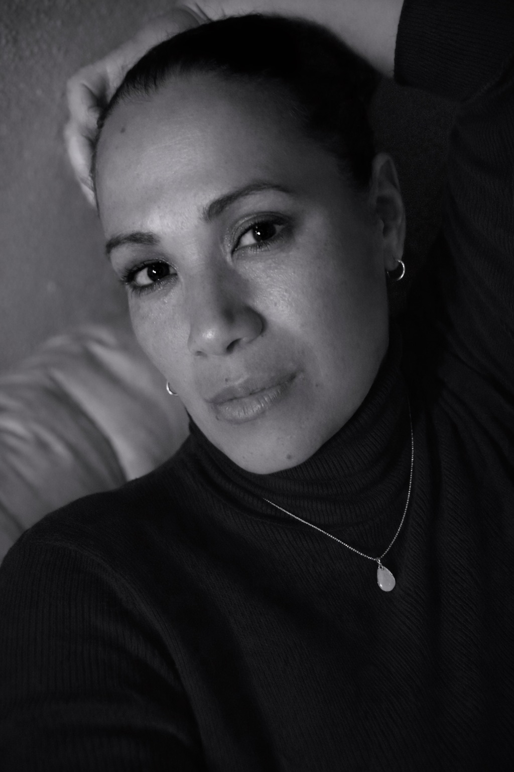 Black-and-white portrait of Kauʻi Kaina